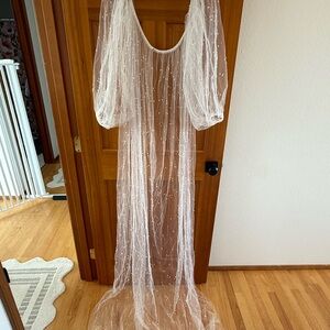 Elegant Sheer White Gown